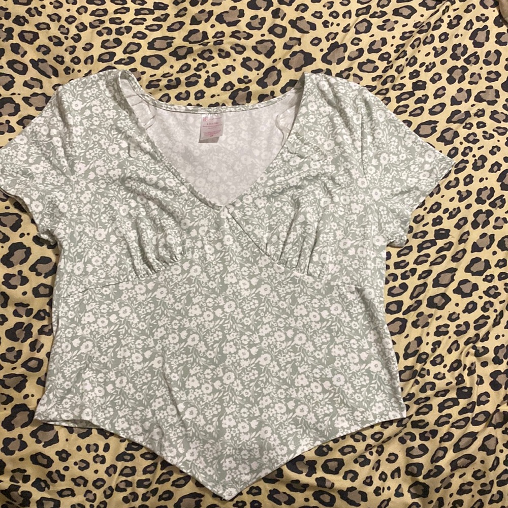 Ladies Light Green and White Blouse